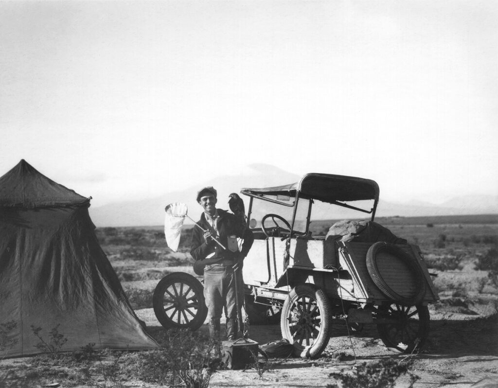 Alex Richards beside the expedition vehicle en route to Mexico City, 1929.